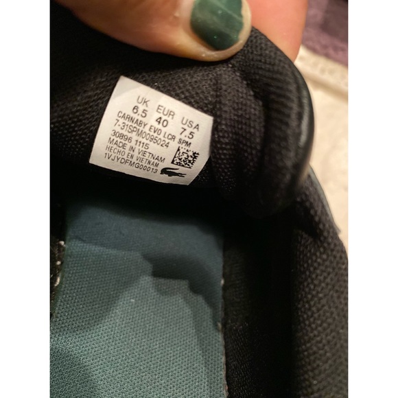 LACOSTE MEN'S LEATHER SNEAKERS BLACK SIZE 7 1/2 - Picture 7 of 8